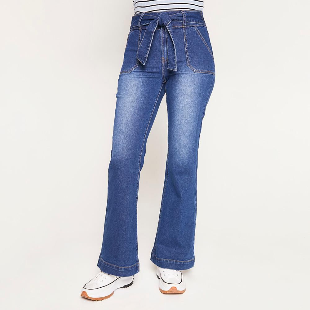 Jeans Con Lazo En Cintura Tiro Alto Flare Mujer Freedom en Oferta |  Hites.com