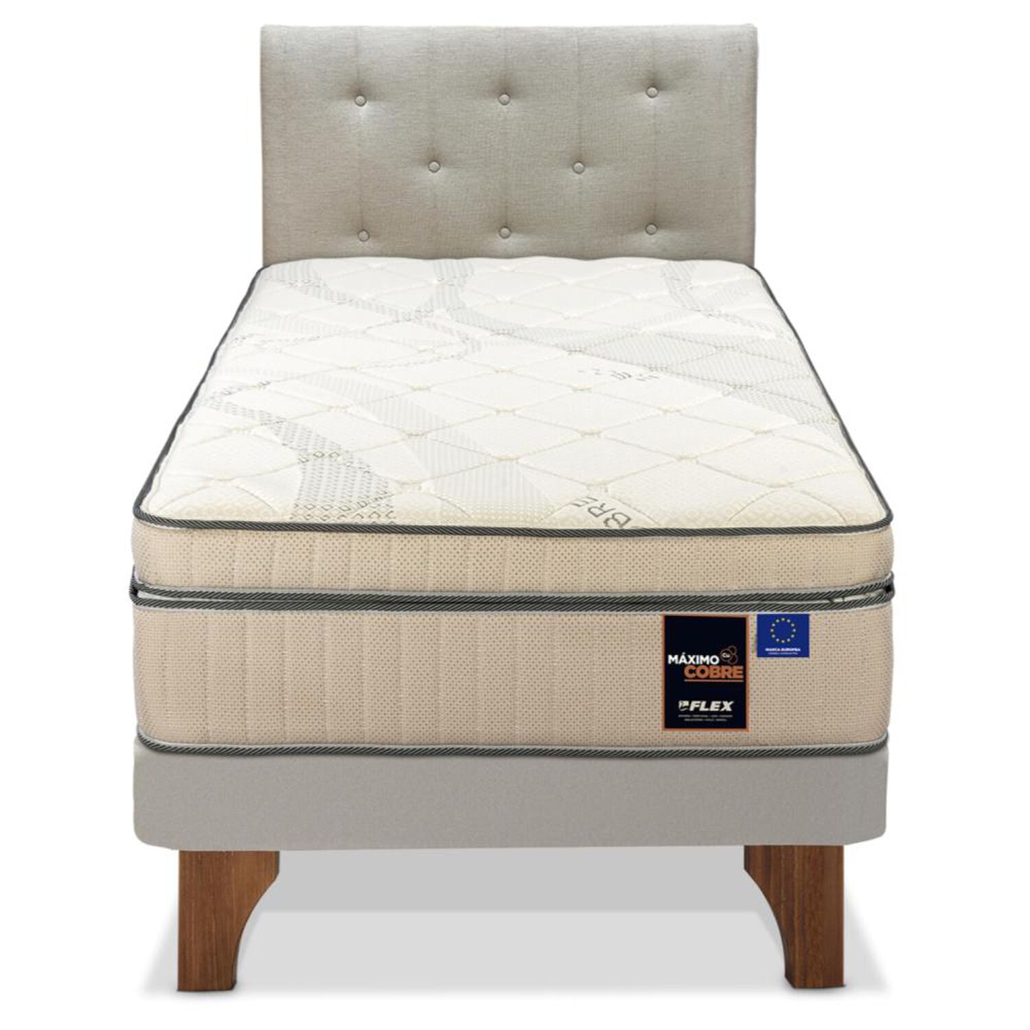 Cama Europea Flex Maximo Cobre / 1.5 Plazas / Base Normal + Respaldo image number 0.0