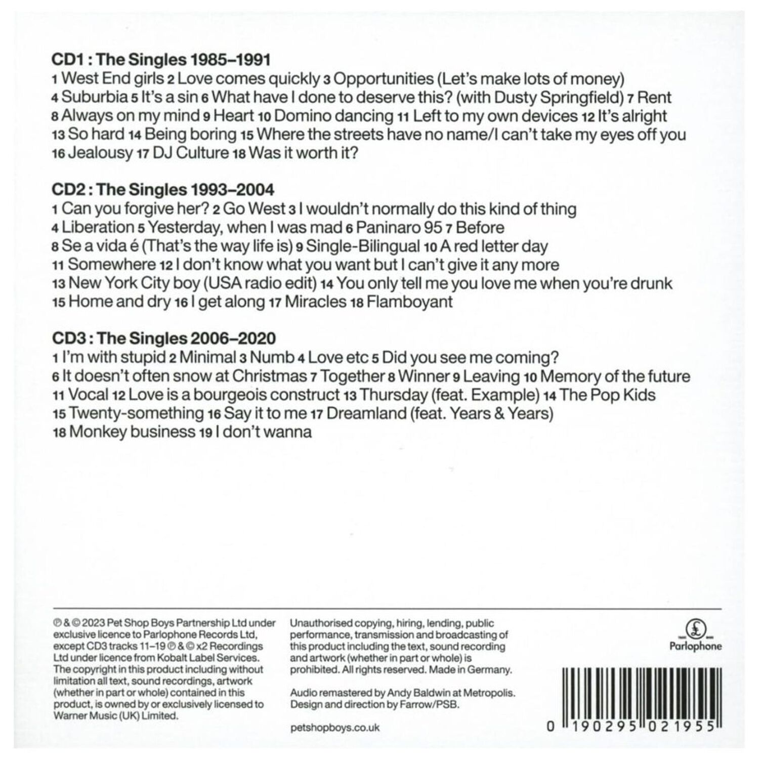 Pet Shop Boys - Smash The Singles 1985-2020 (3cd)(2023) | Cd image number 1.0