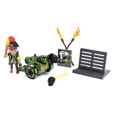 Figura Coleccionable Playmobil Cañón Interactivo Verde Con Capitán Pirata