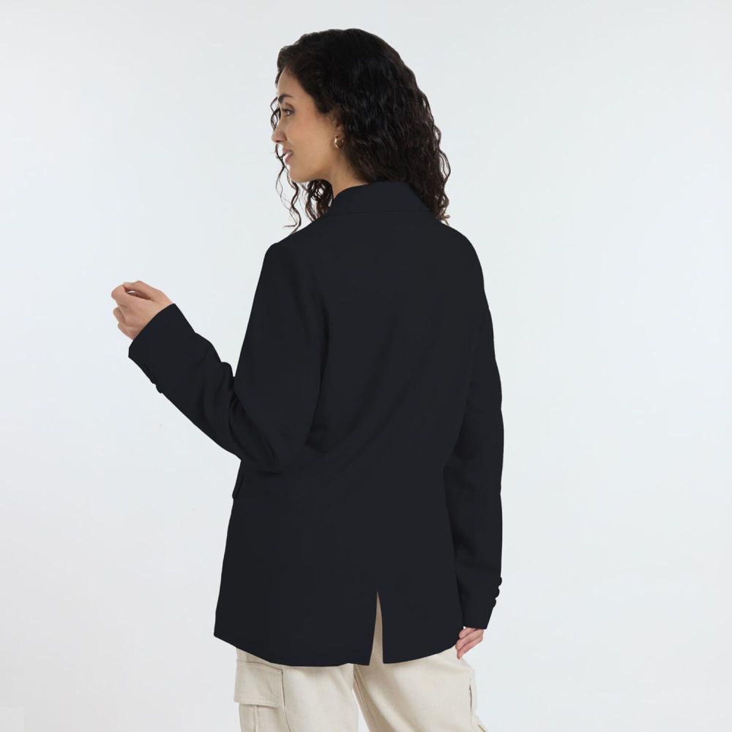 Blazer Lino Con Bot&oacute;n Cuello Solapa Mujer Freedom image number 2.0