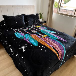 Cubrecama 2 Plazas Polar Con Chiporro Atrapasue&ntilde;os Turquesa - 230x250 Cm