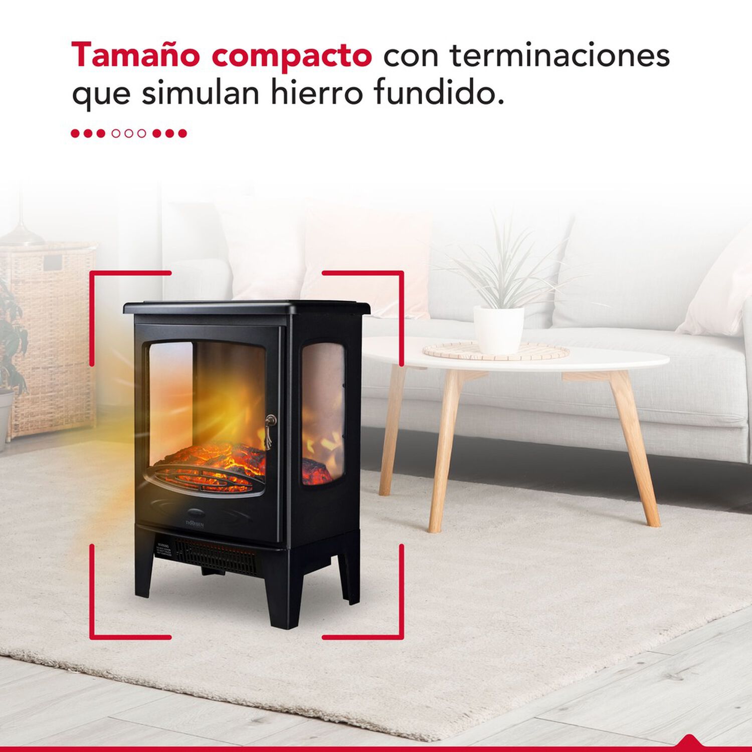 Chimenea Electrica 2 Potencias 1800w Thor Fireplace 3d Negro image number 5.0