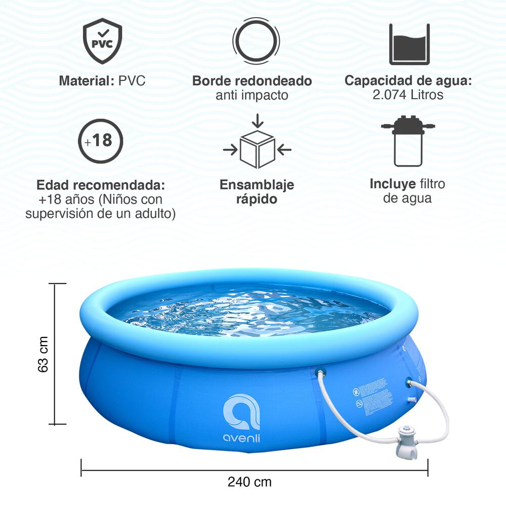 Piscina Inflable Prompt Set Con Filtro 2074 Litros 63x240 Cm image number 2.0
