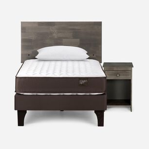 Cama Europea Rosen Ergo T / 1.5 Plazas / Base Normal + Set De Maderas Tabor Grafito + Almohada Light