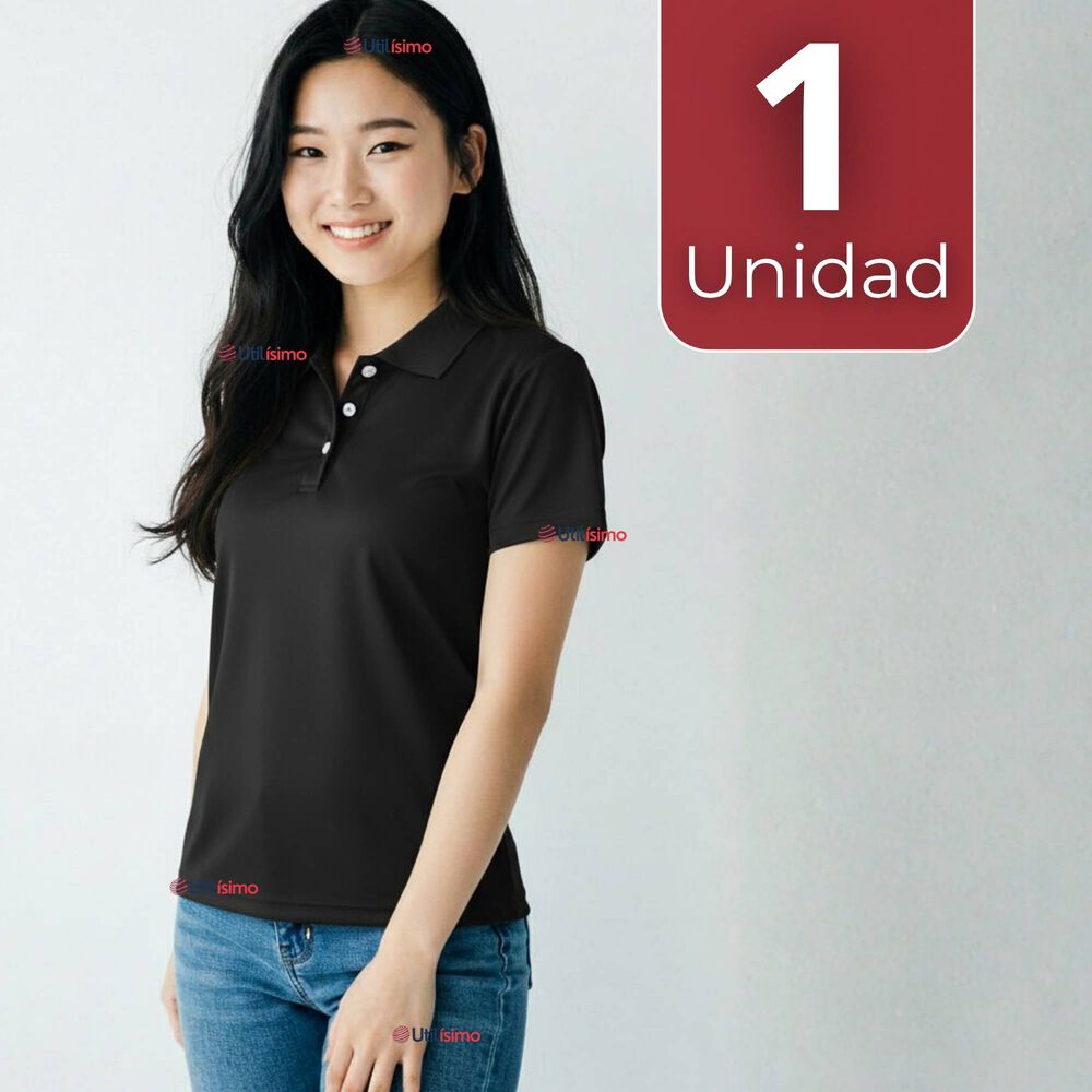 Polera Pique Premium 200g Manga Corta 100% Algod&oacute;n Textura Suave Chemise Negro Mujer image number 0.0