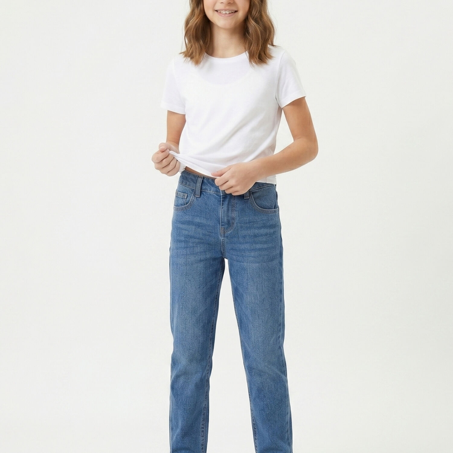 Pantalon Jeans Baggy Ni&ntilde;a Mezclilla Azul Recto image number 1.0