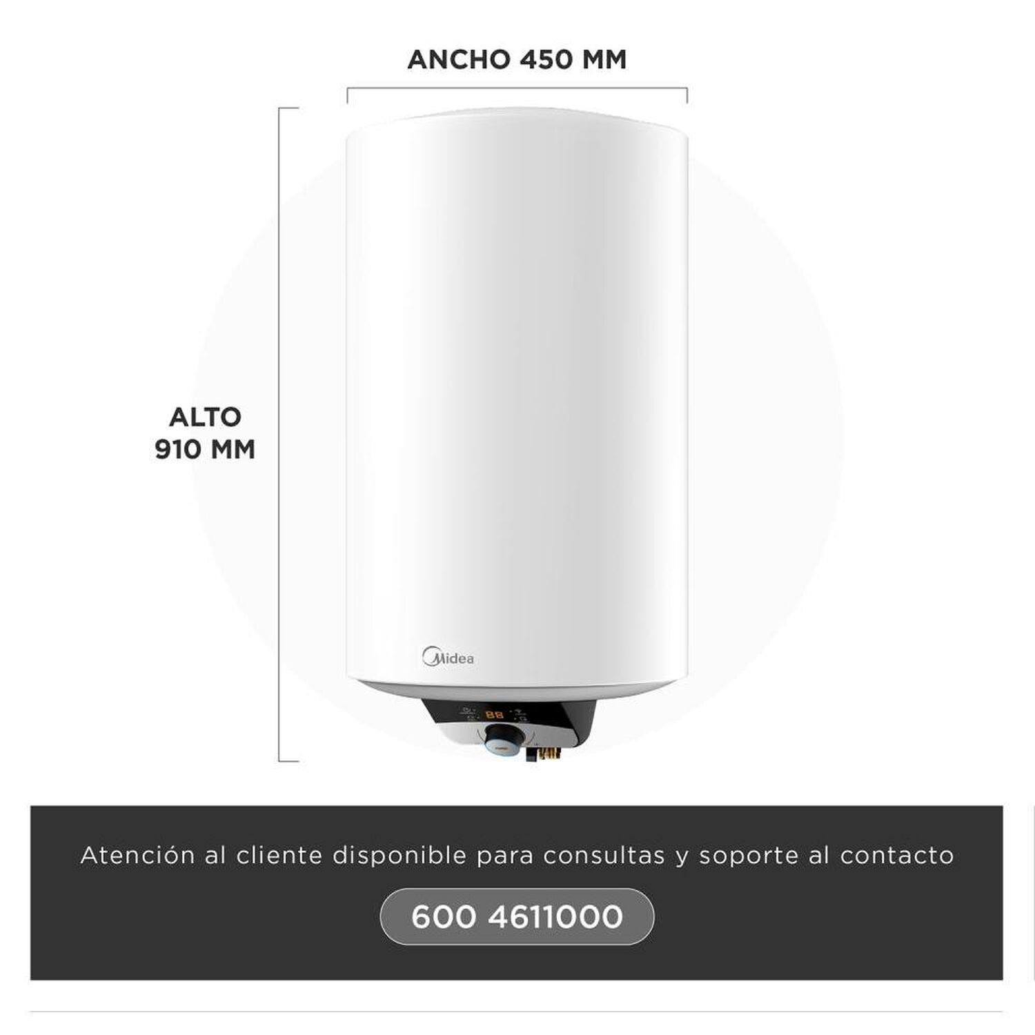 Termo El&eacute;ctrico Midea MWH100-15EFGCLW / 100 Litros image number 1.0