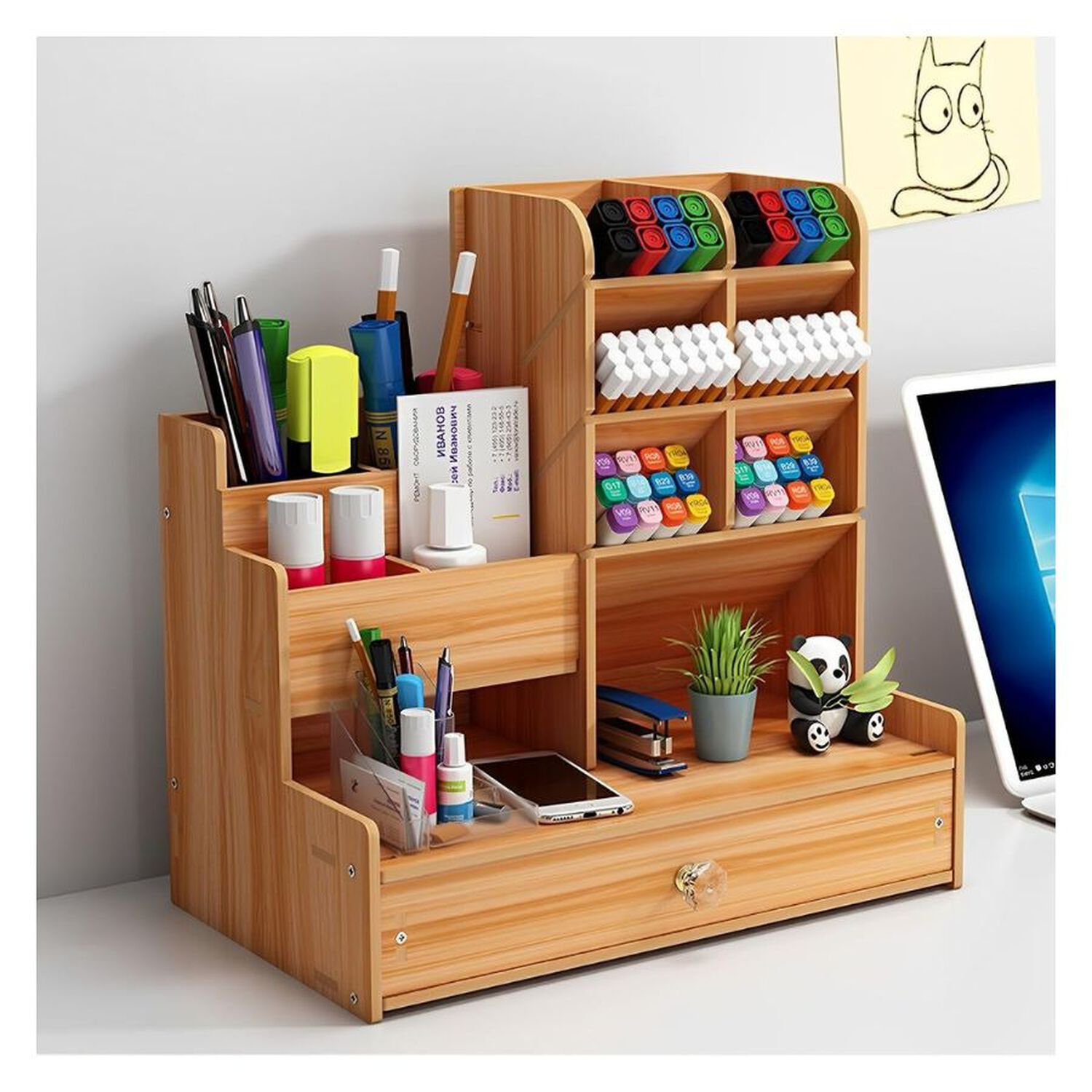 Organizador Escritorio Madera Multifuncional Caj&oacute;n Oficina image number 3.0