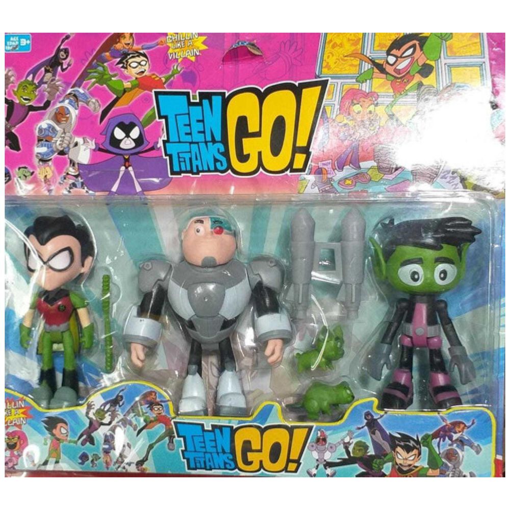 Juguete Figuras Jovenes Titanes 3 Piezas 13cm Accesorios image number 4.0