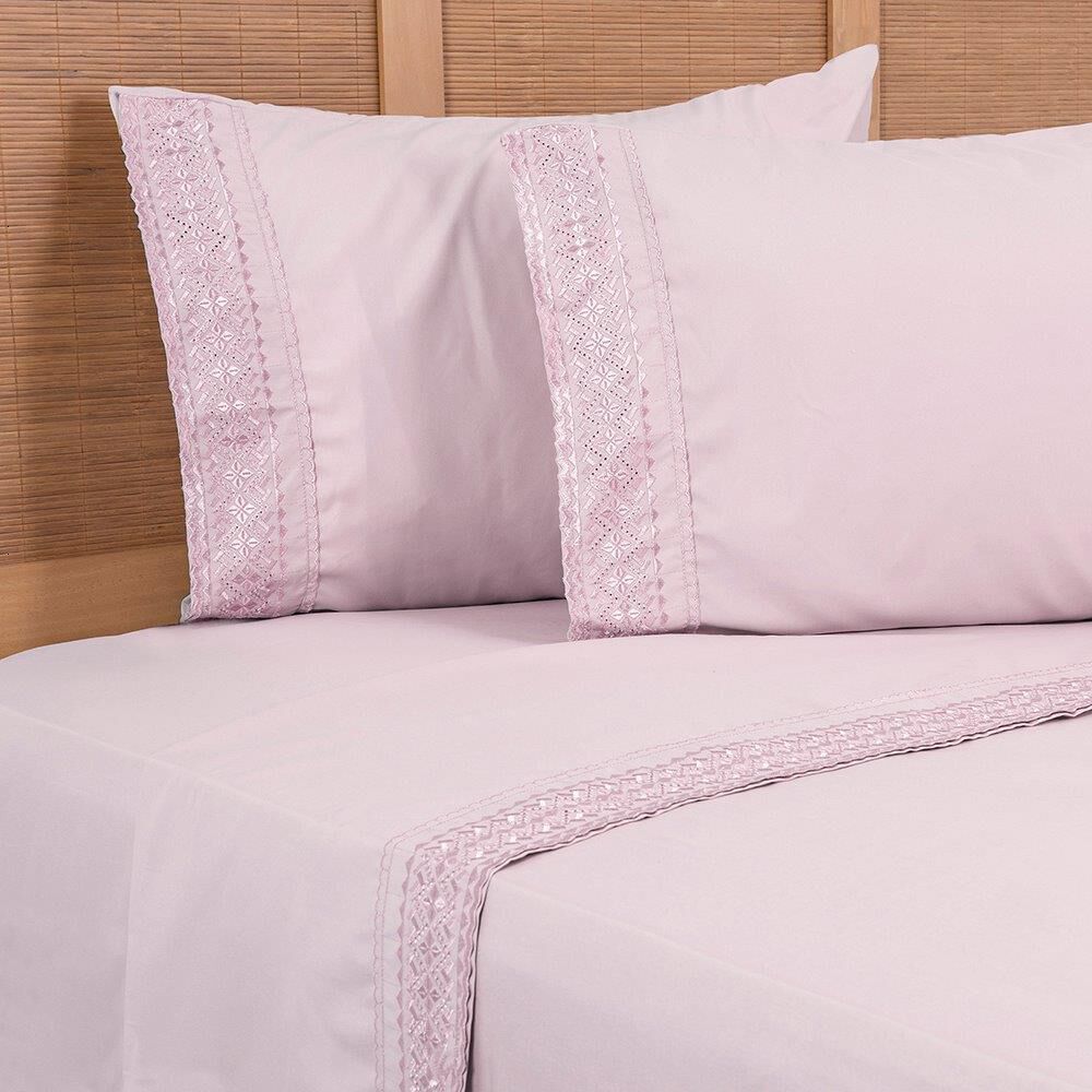 Sabana Plumetti Broderie King Rosado image number 2.0