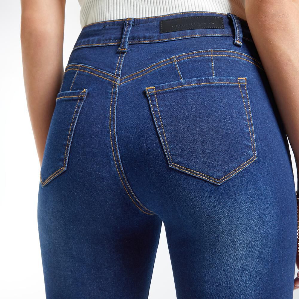 Jeans Tiro Alto Recto Push Up Mujer Kimera image number 4.0