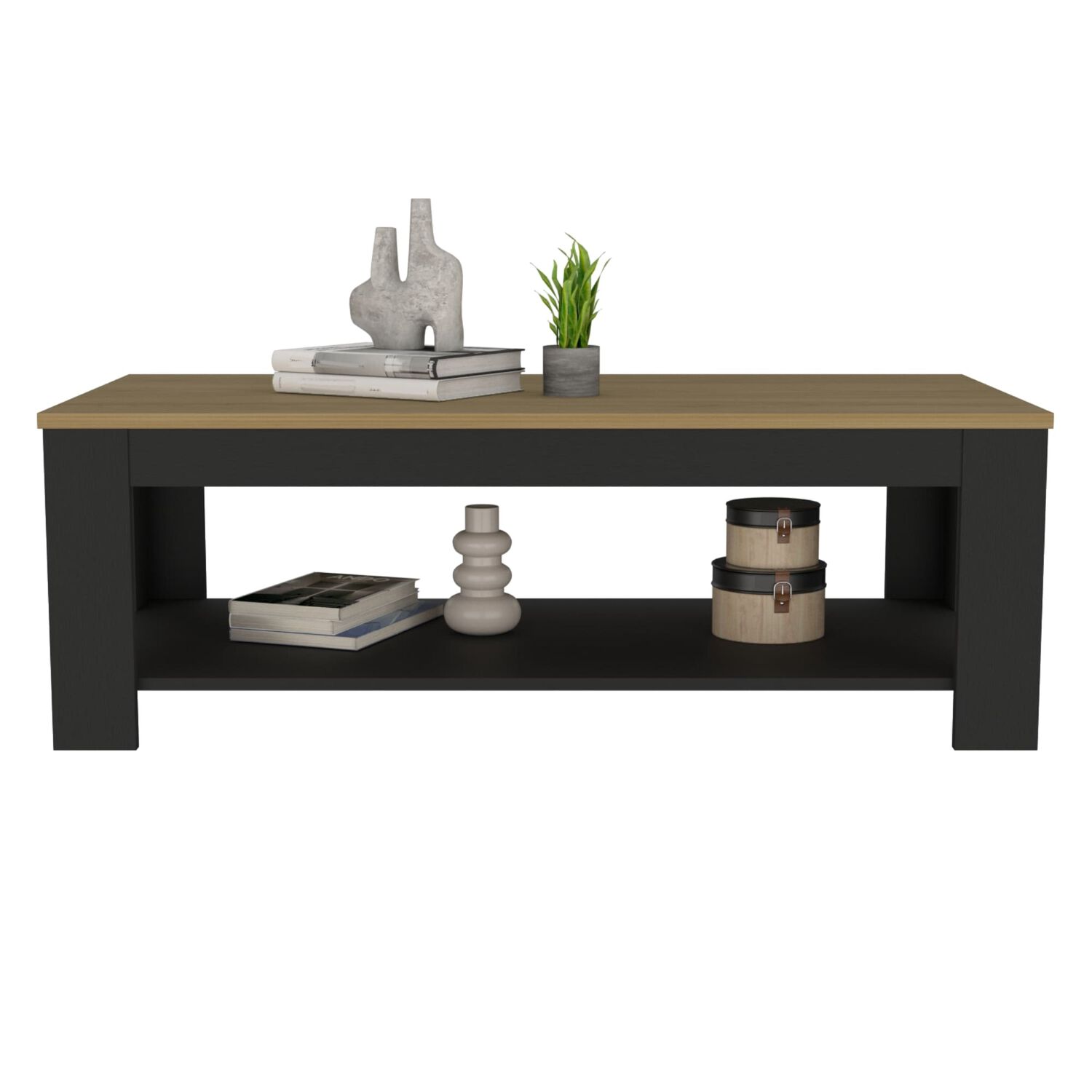 Mesa De Centro 120x60x41,5 Cm Cafe Claro Y Negro image number 2.0