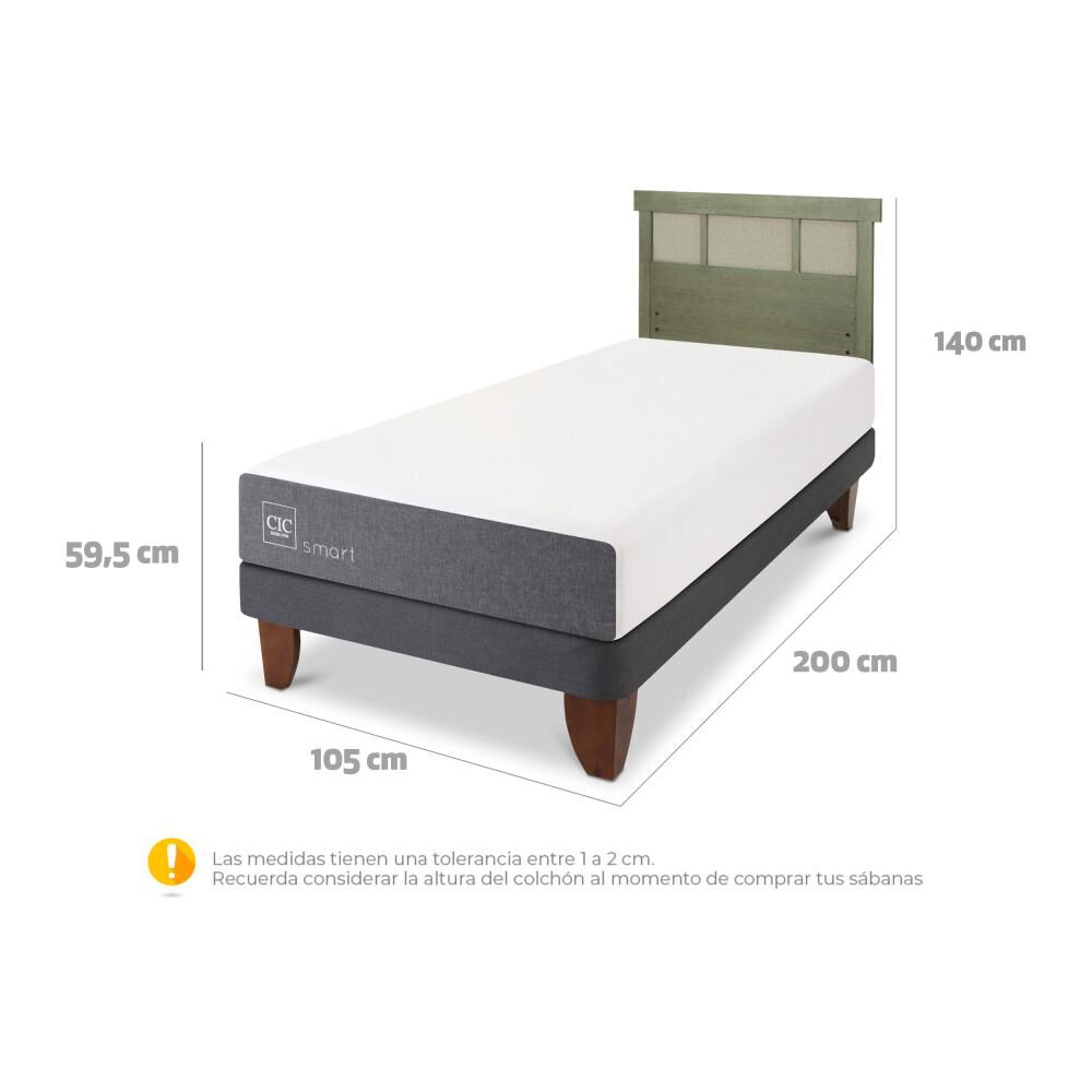 Cama Europea Cic Smart / 1.5 Plazas / Base Normal + Respaldo image number 5.0