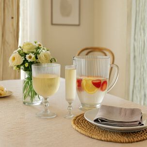 Set 15 Copas Vino Y Jarra Talladas Lisa Allegra De Vidrio