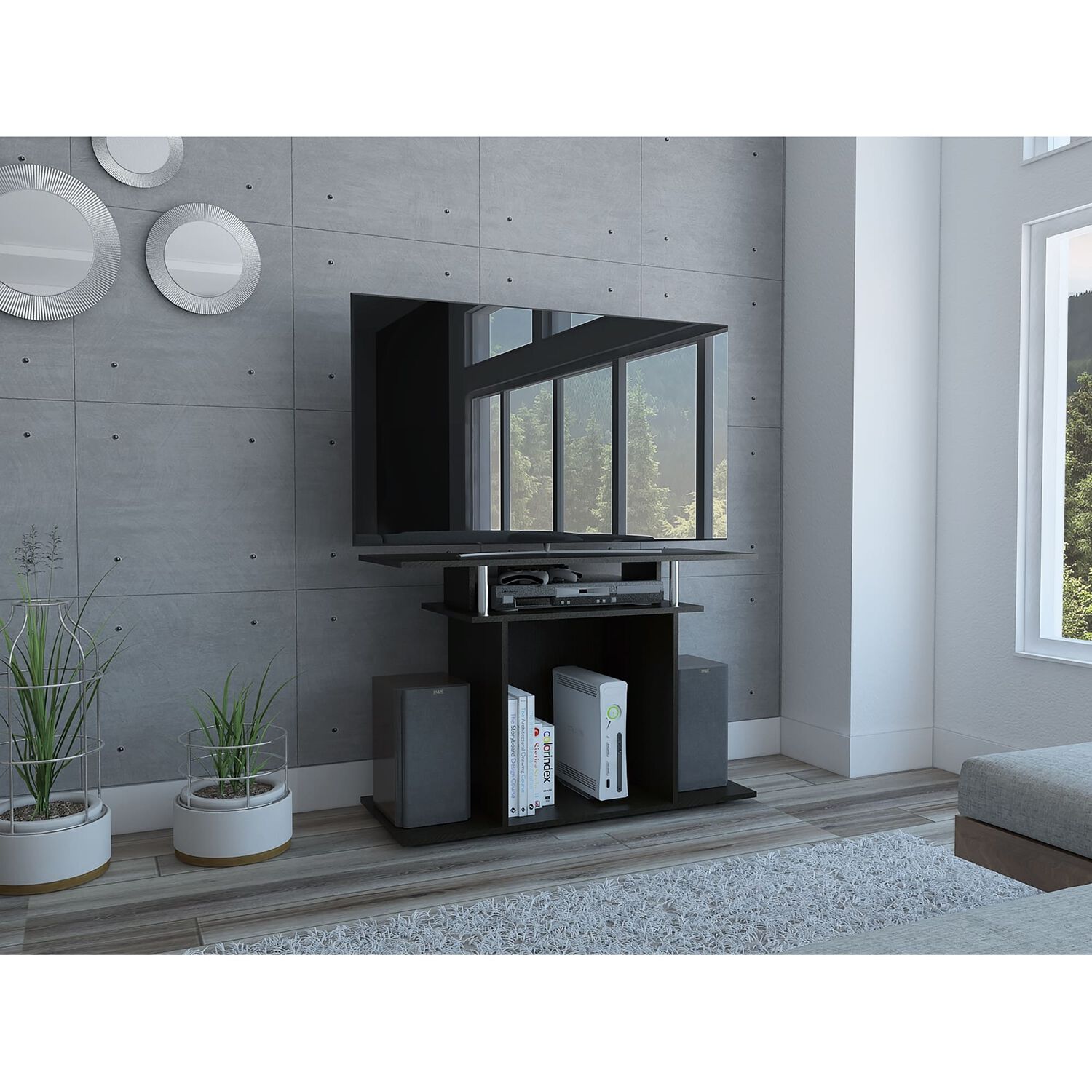 Rack Tv 40" Con Varias Repisas Fm-028w - Negro image number 4.0