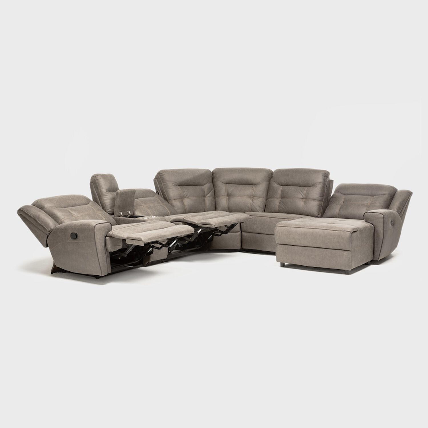 Sof&aacute; Seccional Reclinable Moderno Caf&eacute; Grand image number 5.0
