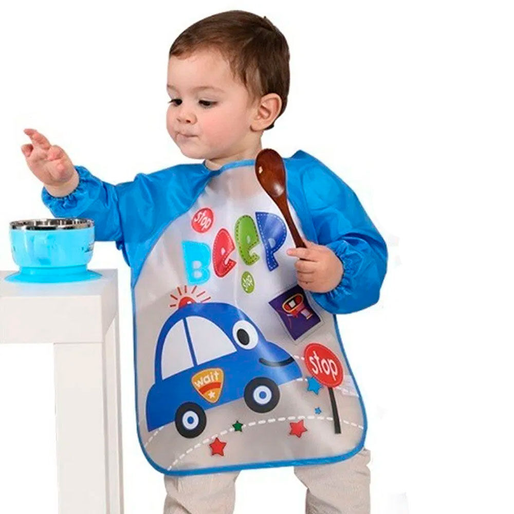 Pechera Babero Impermeable Bebe Niño Ajustable Con Mangas image number 2.0