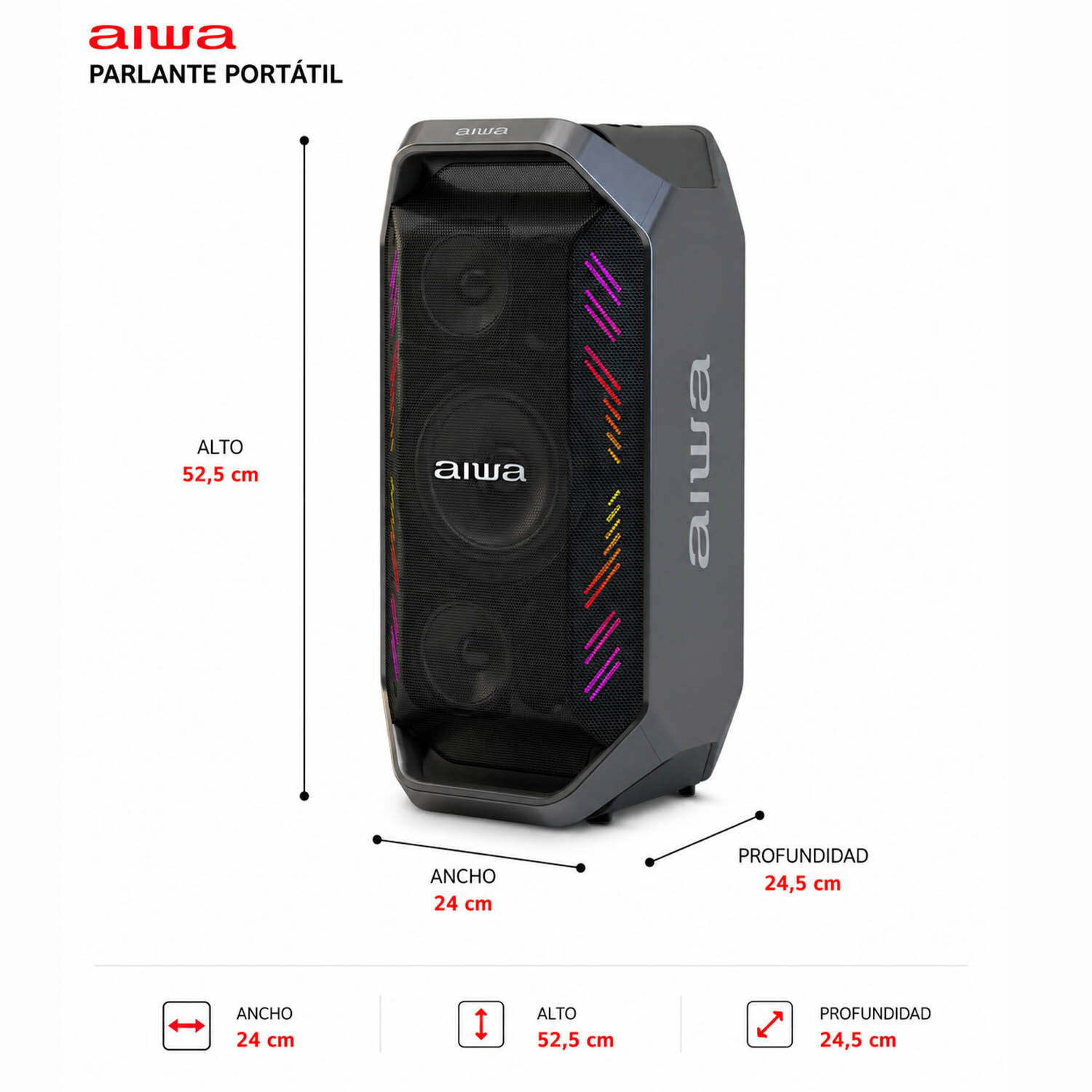 Parlante Portatil Inal&aacute;mbrico Bluetooth Aiwa 90w Con Radio Fm Aw-a521 image number 1.0