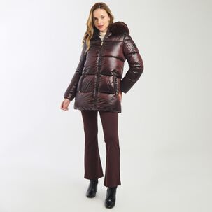 Parka Regular Cuello Alto Con Capucha Con Pelos Mujer Kimera