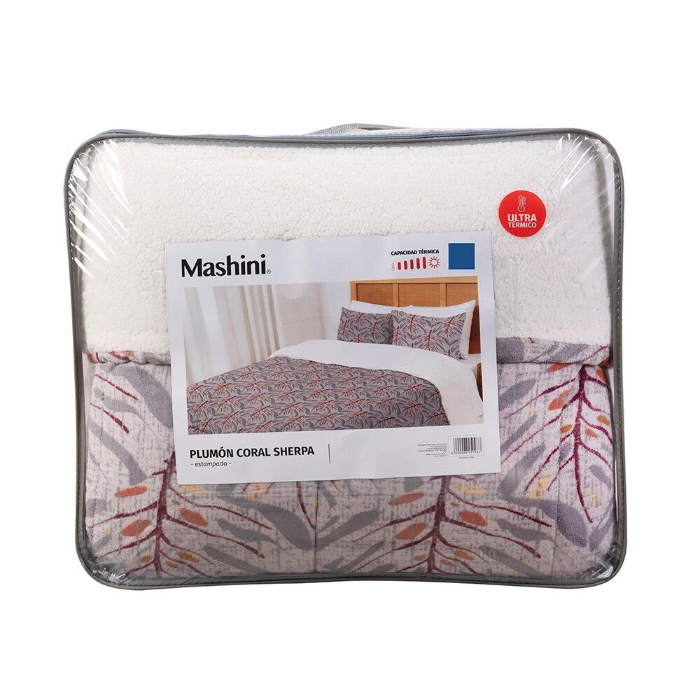 Plumon Coral Print Sherpa 2 Plazas Monstera image number 4.0
