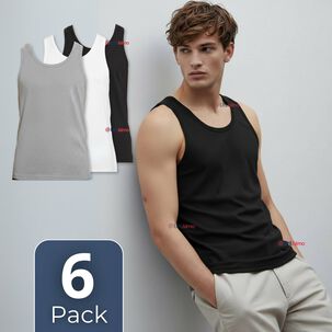 Pack 6 Camiseta Sin Manga B&aacute;sica Suave 100% Algod&oacute;n Colores Surtidos Ni&ntilde;o Juvenil Y Adulto