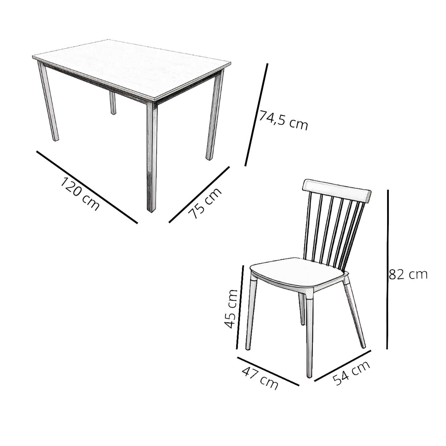 Juego De Comedor New York + 4 Sillas Windsor Negras image number 7.0