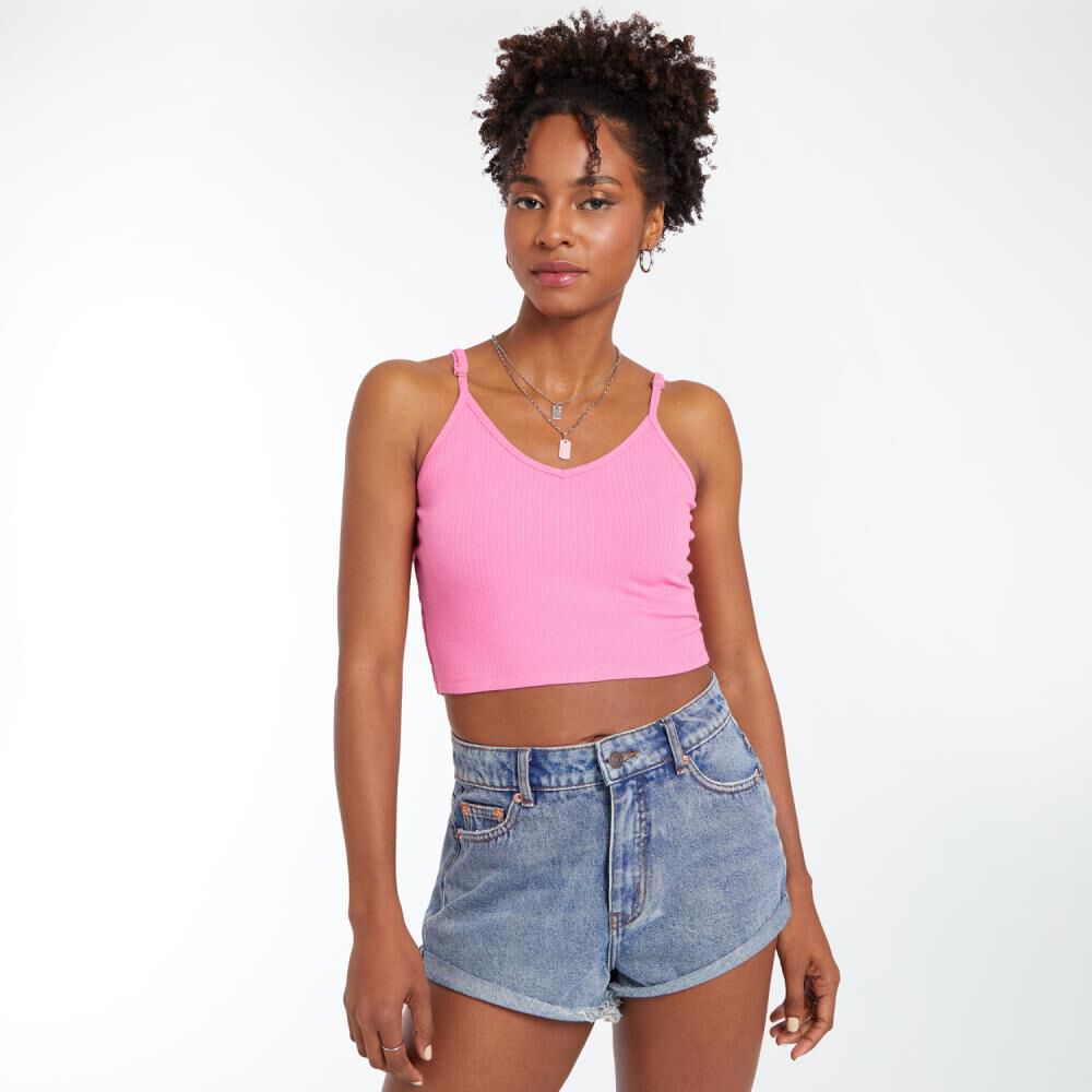 Polera Crop Sin Mangas Cuello V Mujer Rolly Go image number 0.0