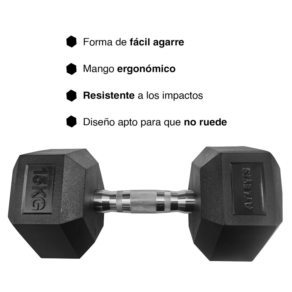 Mancuerna Hexagonal 15 Kg Negro image number 4.0
