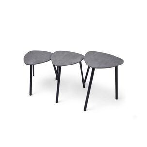 Set 3 Mesas Nido Centro Porcelanato Gris