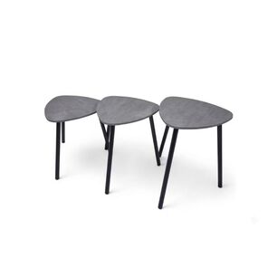 Set 3 Mesas Nido Centro Porcelanato Gris