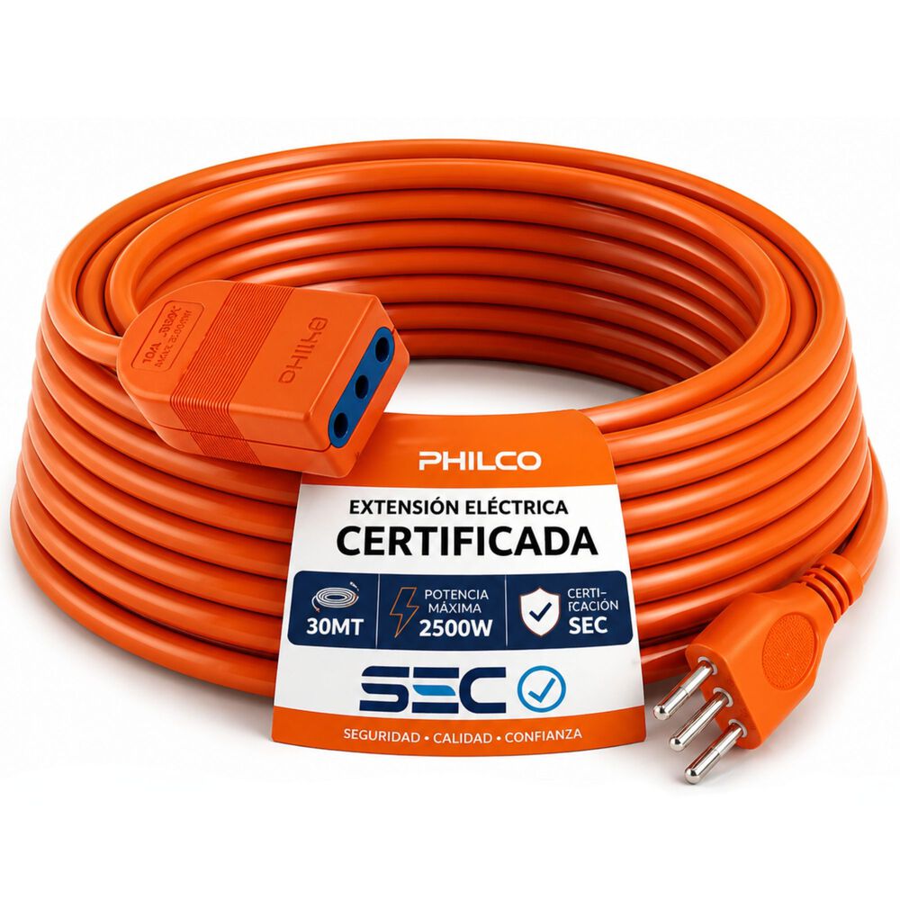 Extensi&oacute;n El&eacute;ctrica 30 Metros Sec Xt49 / 2500w / 10a Naranjo image number 0.0