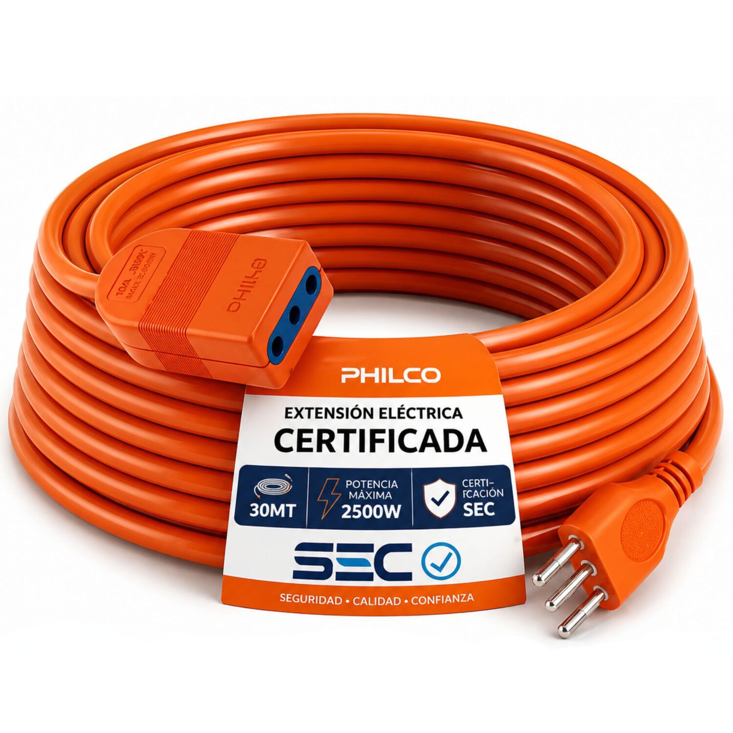 Extensi&oacute;n El&eacute;ctrica 30 Metros Sec Xt49 / 2500w / 10a Naranjo image number 0.0