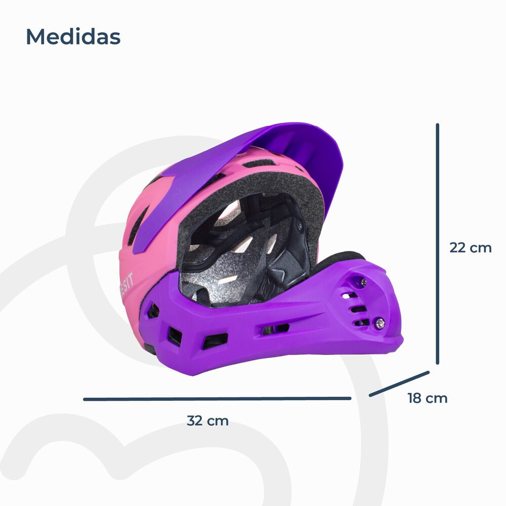Casco Integral Bici Cross Rejilla Desmontable Rosado Morado image number 7.0