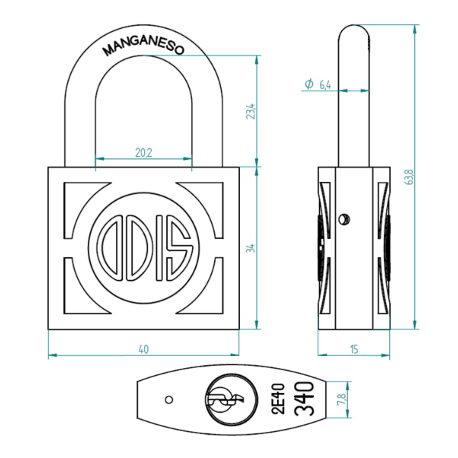 Pack 3 Candados Odis 340 40mm - Llaves Iguales image number 2.0