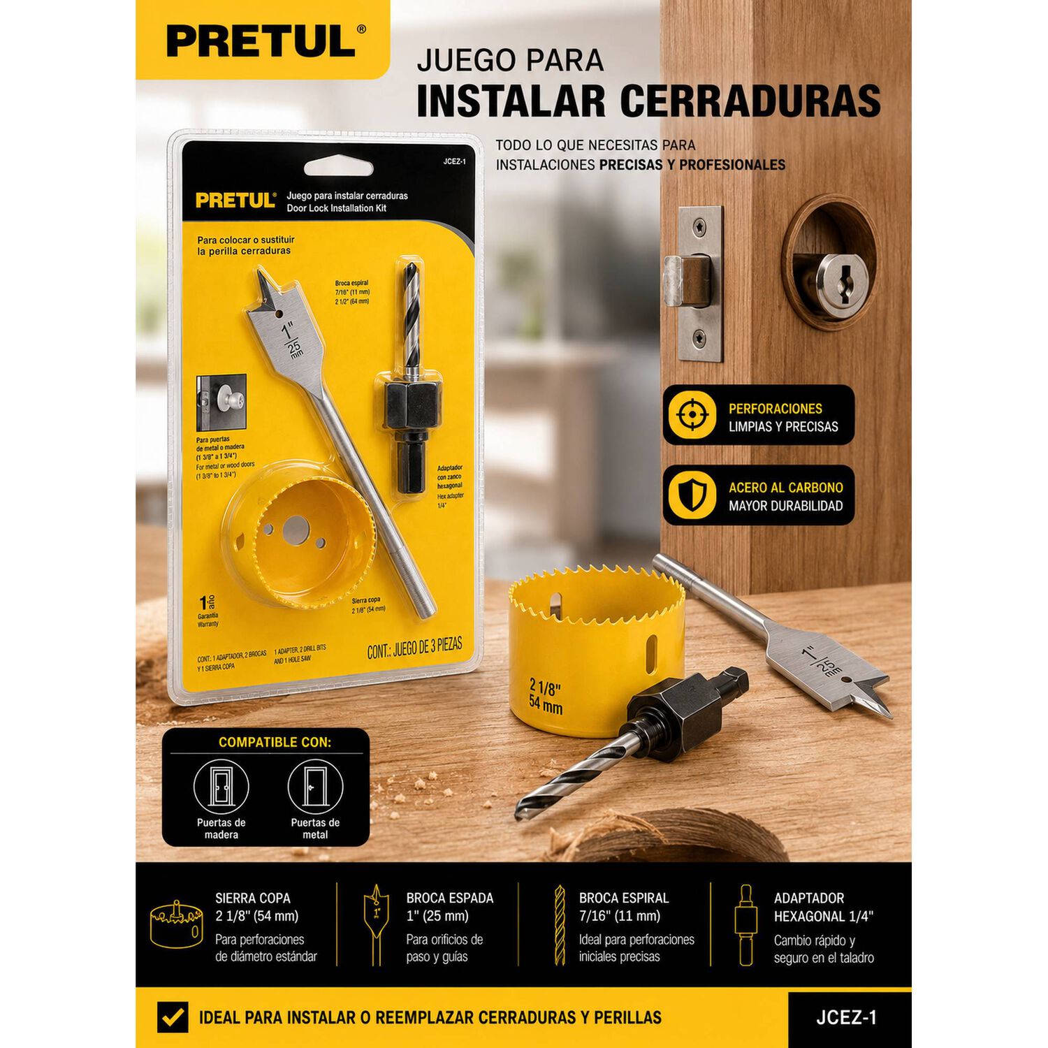 Sierra Copa P/instalar Cerraduras 3 Piezas Truper image number 3.0