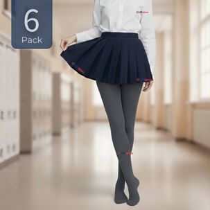 Pack 6 Ballerinas Elasticadas Escolares Ni&ntilde;a Algod&oacute;n Gris