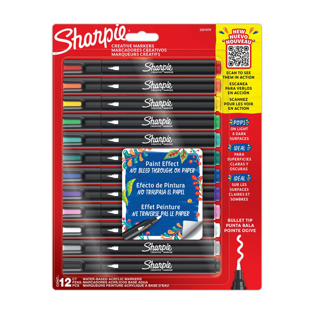 Sharpie Marcadores Acrílico Punta Bala 12 Colores Surtidos image number 0.0