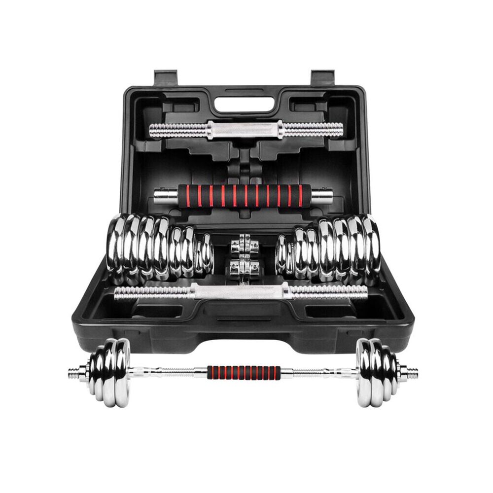 Set De Mancuernas 30 Kg Acero Cromadas Barra Y Malet&iacute;n image number 0.0