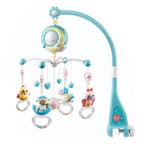 Juguete Movil Sonajero Infantil Con Luz Y Sonido Animales Celeste