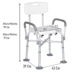 Silla De Ducha Aluminio Base Reforzada Bariatrica Portatil