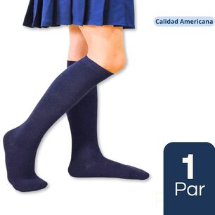 Calcet&iacute;n Escolar Largo Algod&oacute;n Azul Unisex 1 Par
