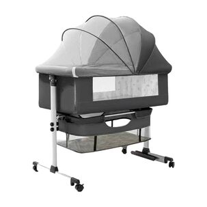 Cuna Colecho Con Mudador Y Accesorios Lubabycas Gris