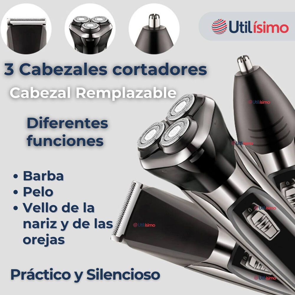 Máquina De Afeitar 3 En 1 Recargable Inalámbrica Usb Color Plateada image number 3.0