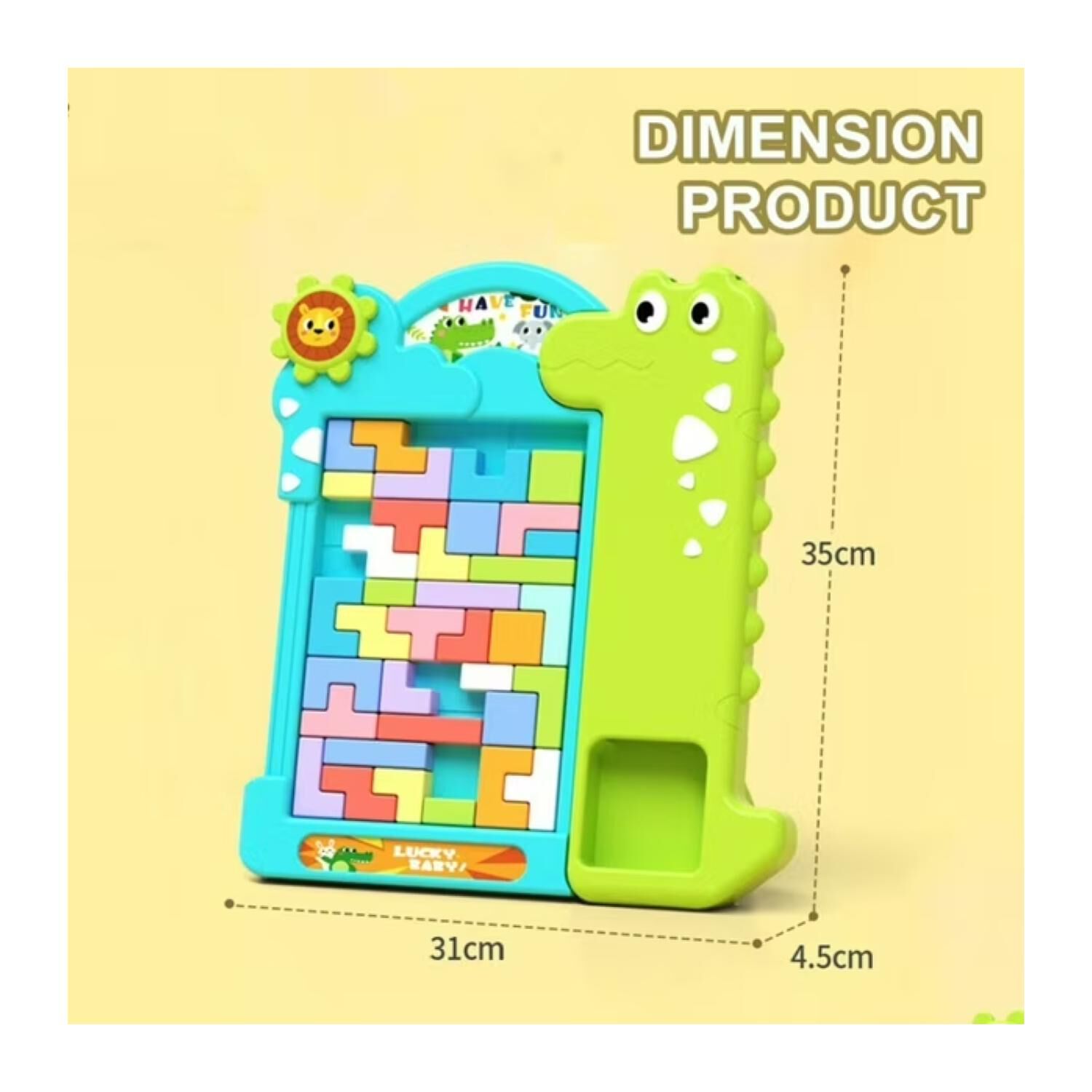 Juguete Compecabezas Tetris Dinosaurio Verde Infantil image number 1.0