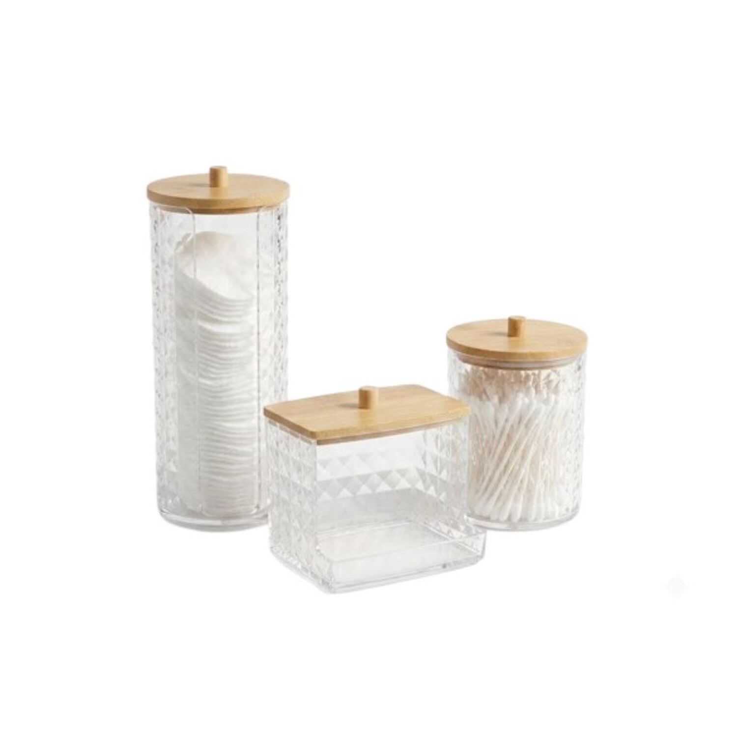 Set 3 Organizadores Cosm&eacute;ticos Acr&iacute;lico Transparente Diamante Ba&ntilde;o image number 0.0