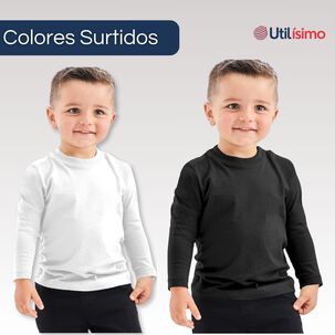 Pack 6 Camisetas Poleras Polar De Ni&ntilde;o Manga Larga Primera Capa