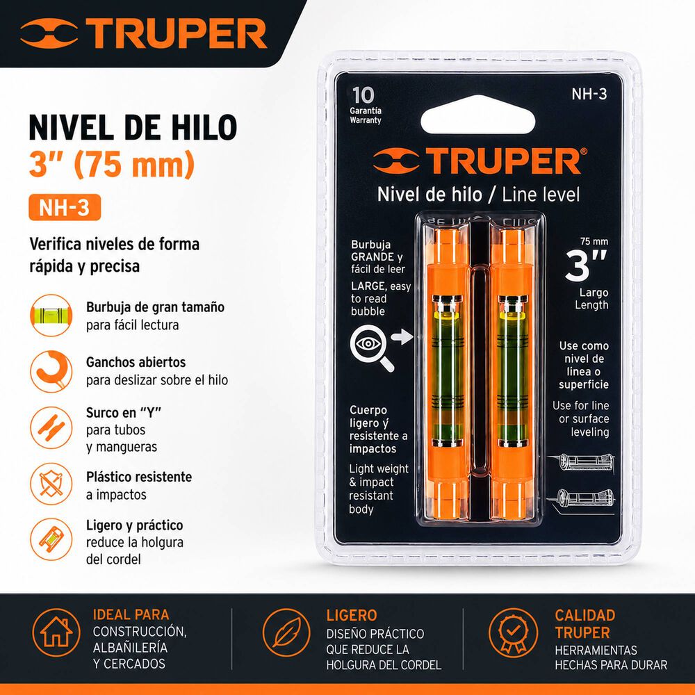 Nivel De Hilo De 3 75mm 2und Truper Nh-3 image number 5.0