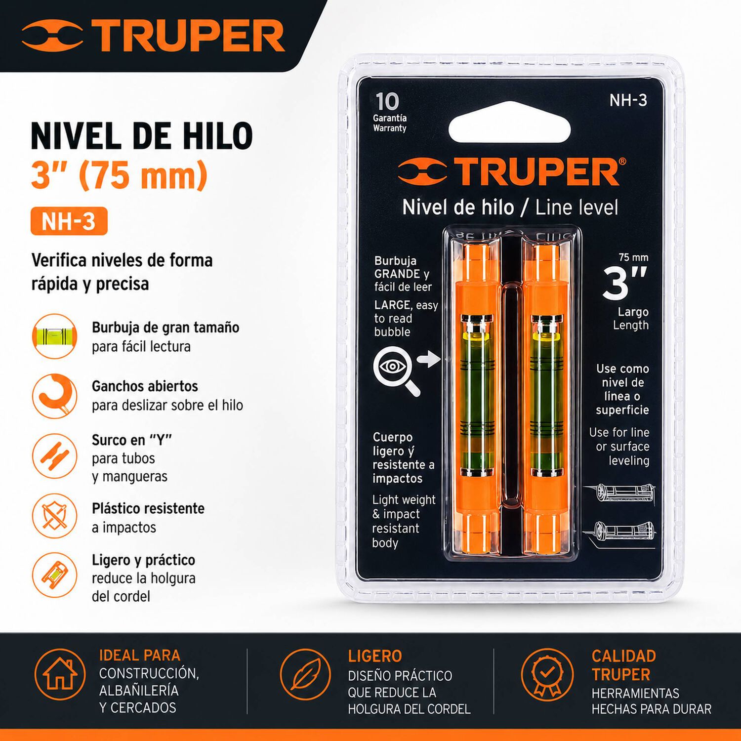 Nivel De Hilo De 3 75mm 2und Truper Nh-3 image number 5.0