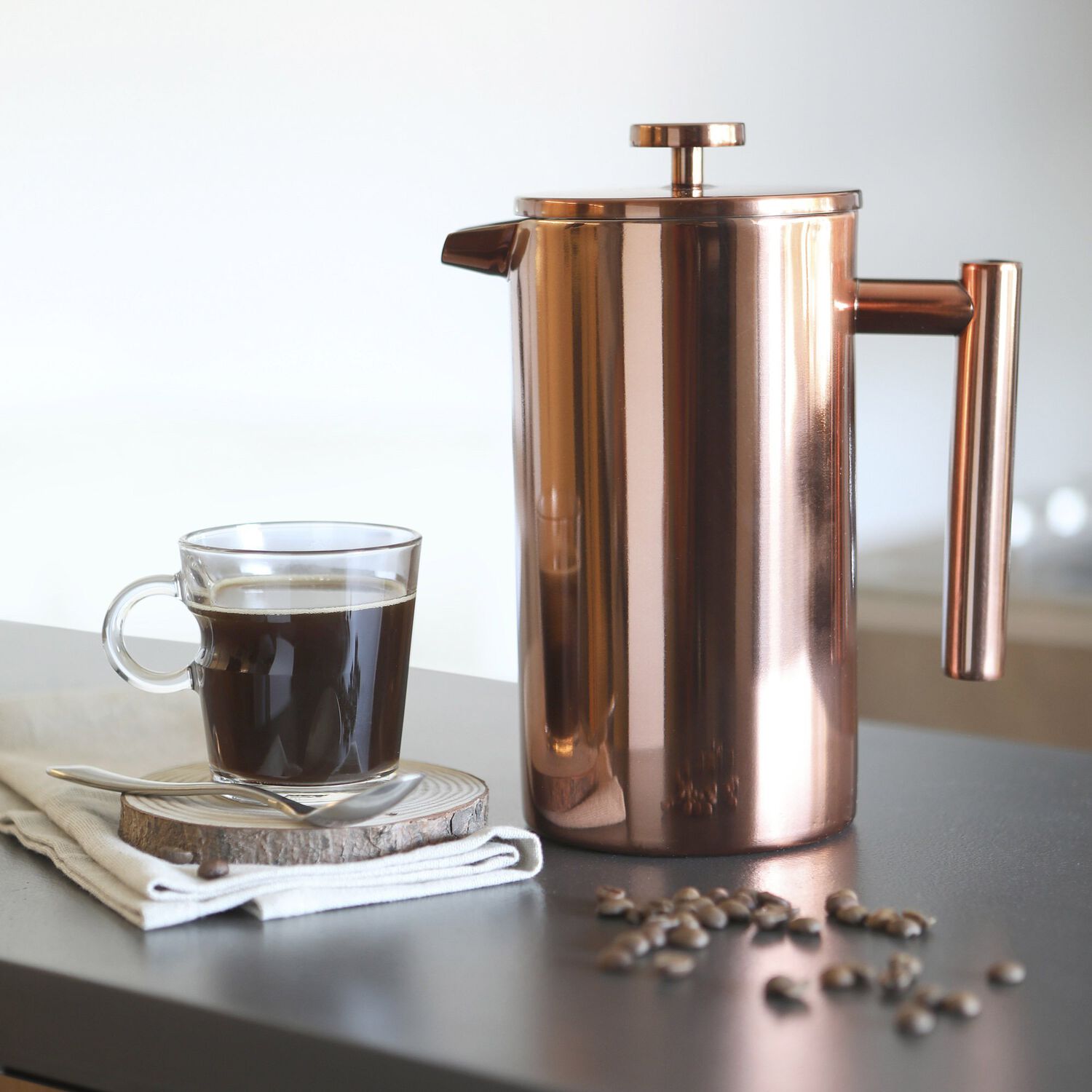 Cafetera Prensa Francesa Simple Cook Bolonia Cobre image number 5.0